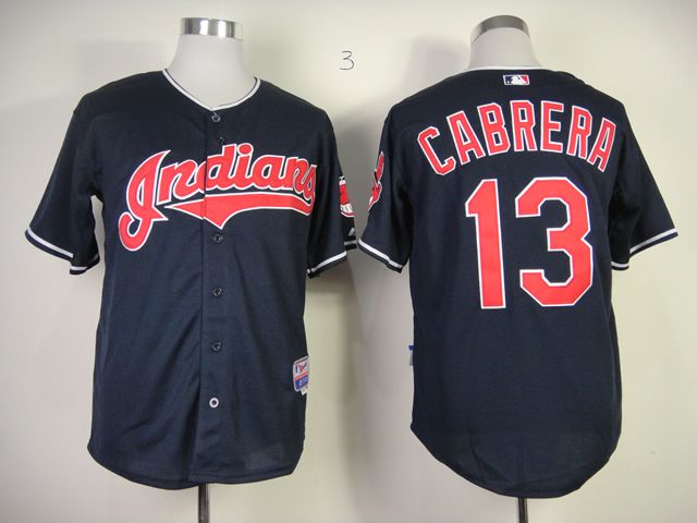 Men Cleveland Indians #13 Cabrera Blue MLB Jerseys